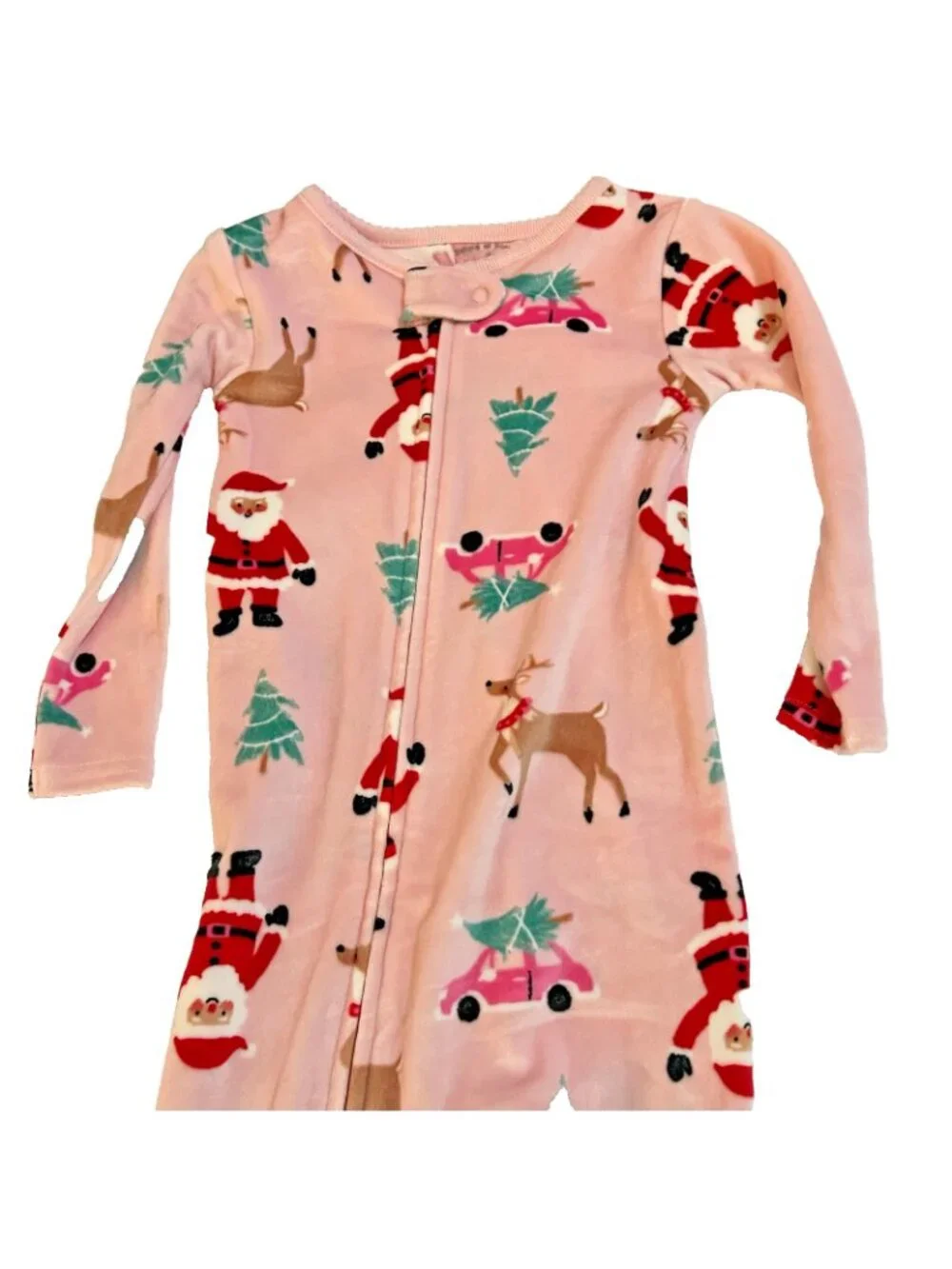 Carters Just One You Girls Santa Christmas Footed PJ Set of 2 Sz 12m NWT